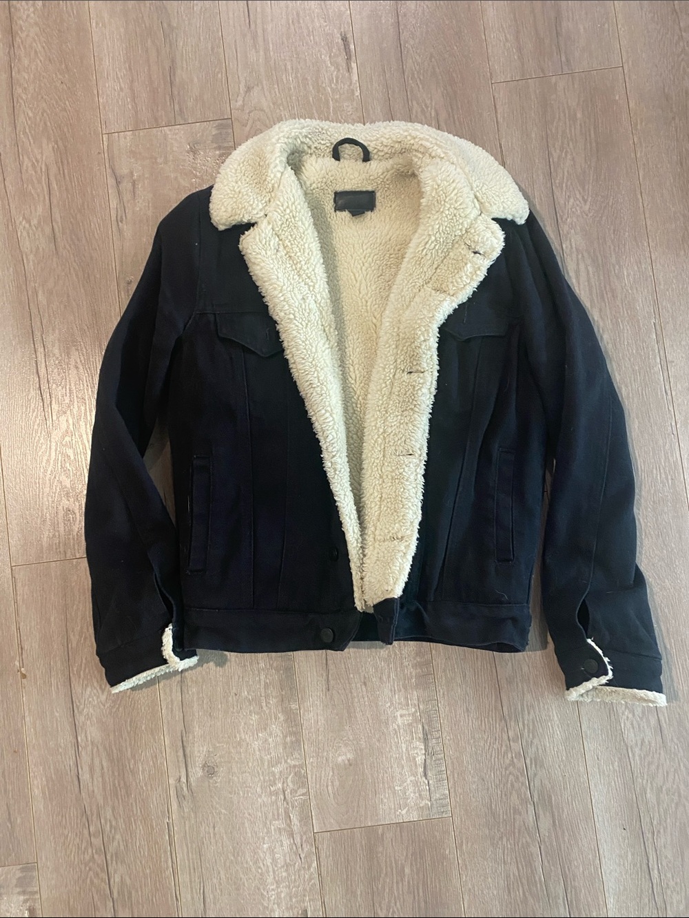 ASOS Black Bomber Jacket with Cream Sherpa Lining